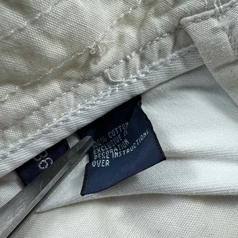 Polo Ralph Lauren Mens 36 White Cricket All Over Logo Embroidered Chino Shorts